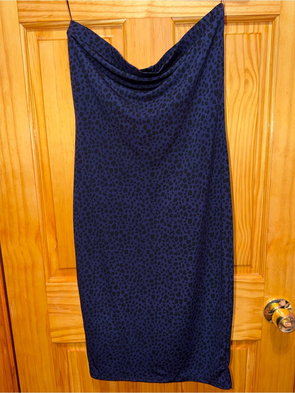 Source Unknown Purple and Black Spot-Print Strapless Midi Dress